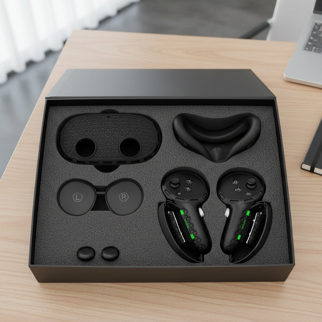 ALL-in-1 soft Silicone Controller Case for Meta Quest 3 /3S Headset Grip Protector with Battery cover For Quest 3/3S Accessories