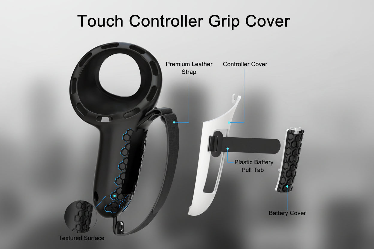 ALL-in-1 soft Silicone Controller Case for Meta Quest 3 /3S Headset Grip Protector with Battery cover For Quest 3/3S Accessories